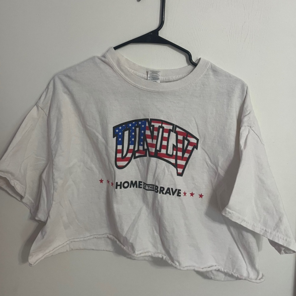 white unlv cropped tee
